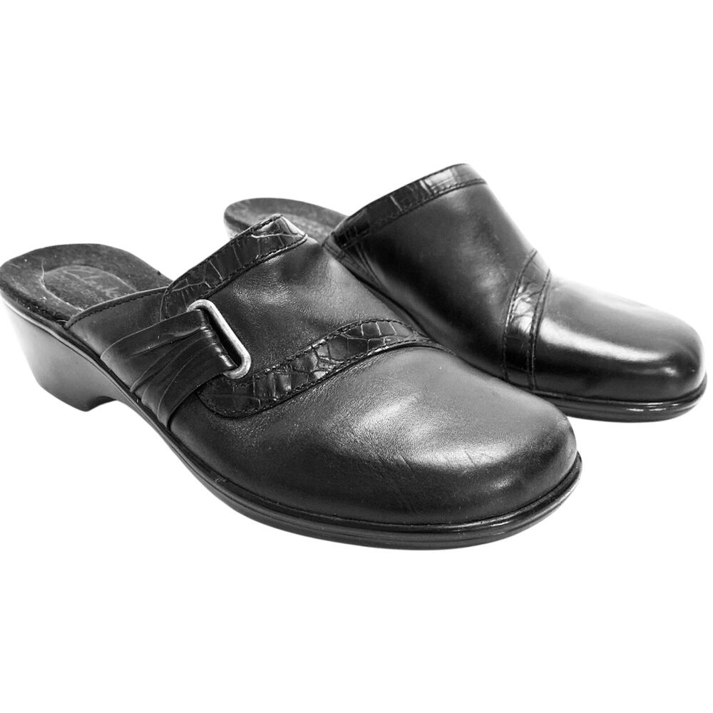 CLARKS BENDABLES Black Mules Clogs Comfort Shoes 7
